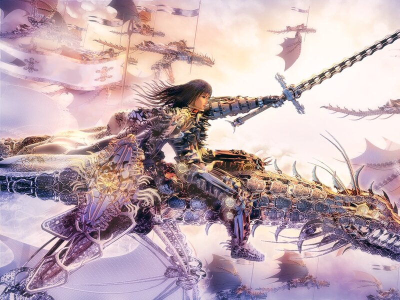 Warrior on Mechanical Dragon — Purple