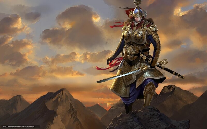 warrior on mountain peak