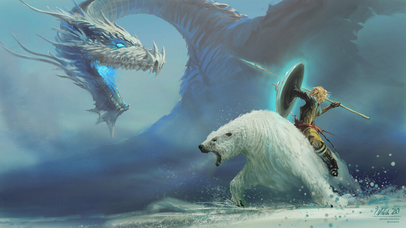 Warrior on Polar Bear — Blue