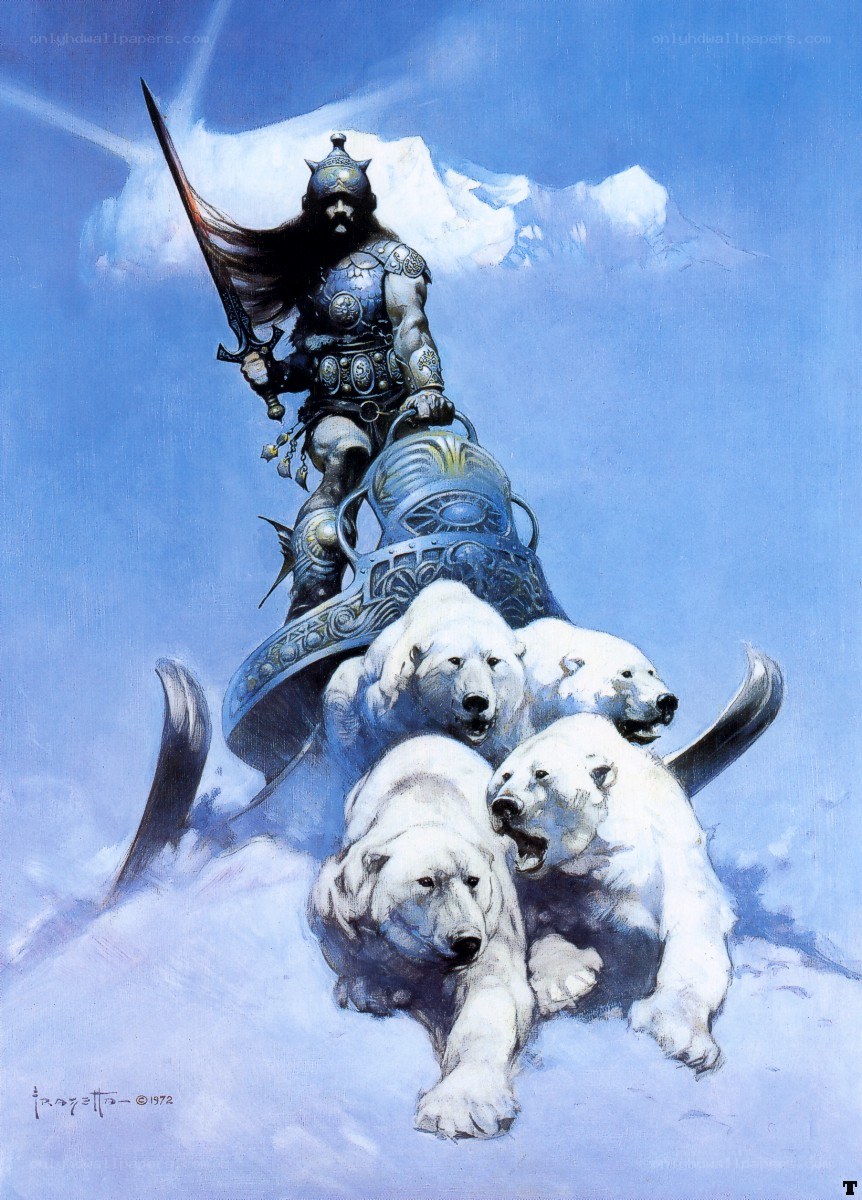 Warrior on polar bear sled
