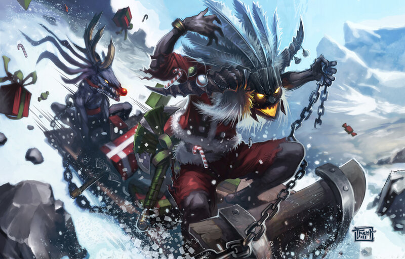 Warrior on Sled in Snow