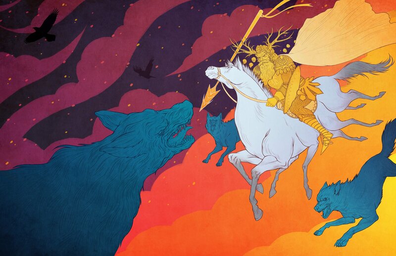 Warrior on White Horse — Blue