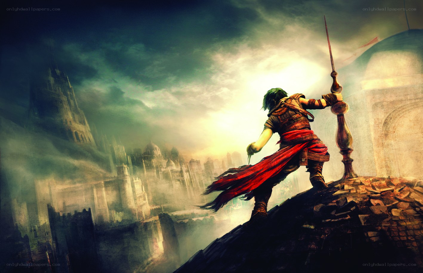 warrior overlooking a city