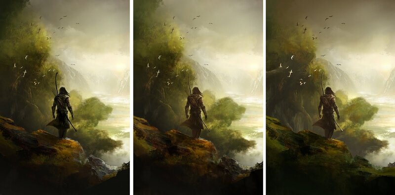 Warrior overlooking a misty valley