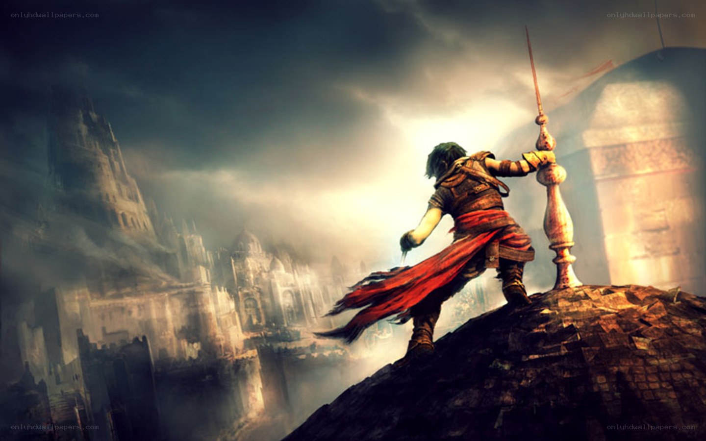 warrior overlooking ancient city