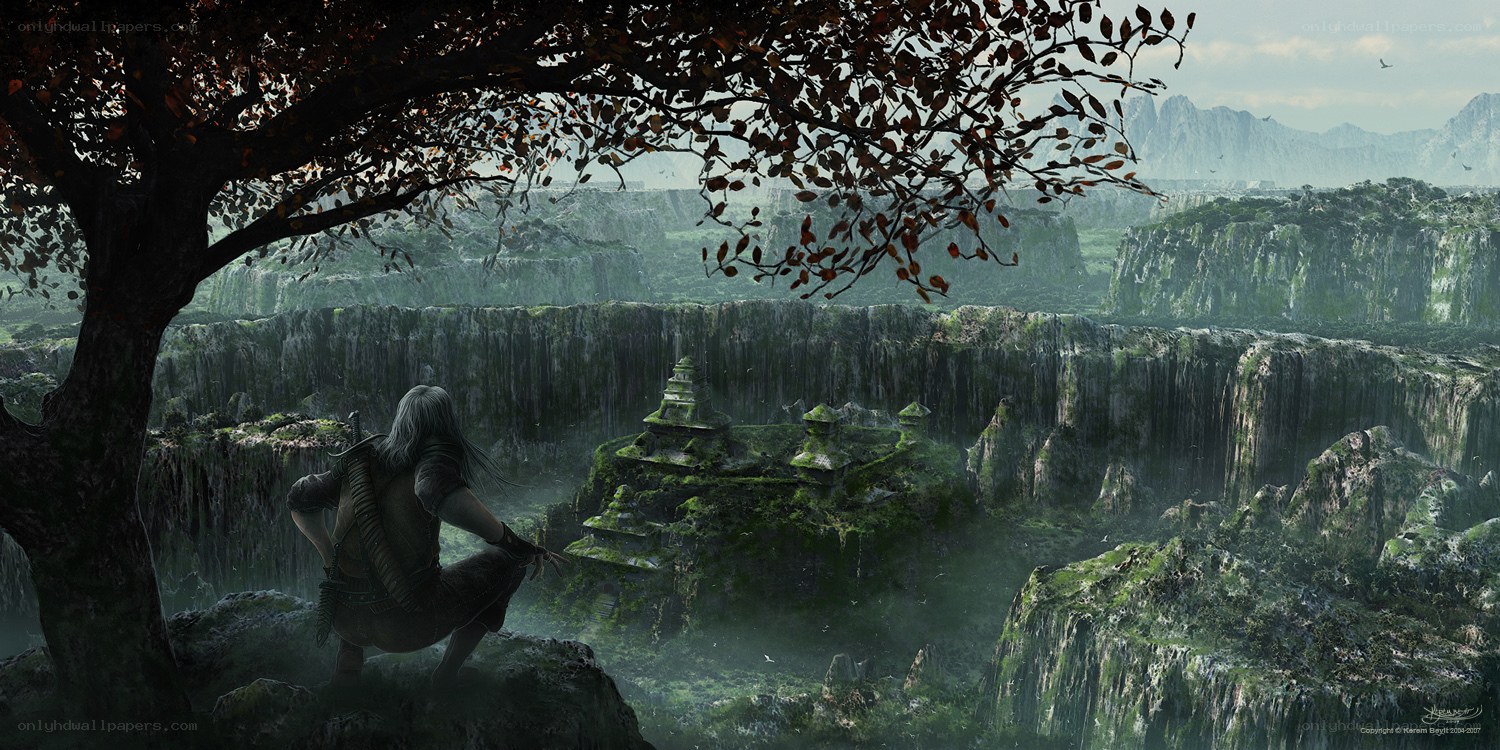 Warrior overlooking ancient ruins