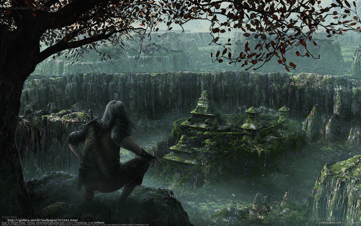 Warrior overlooking ancient ruins