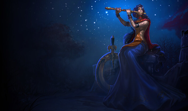 Warrior playing flute at night