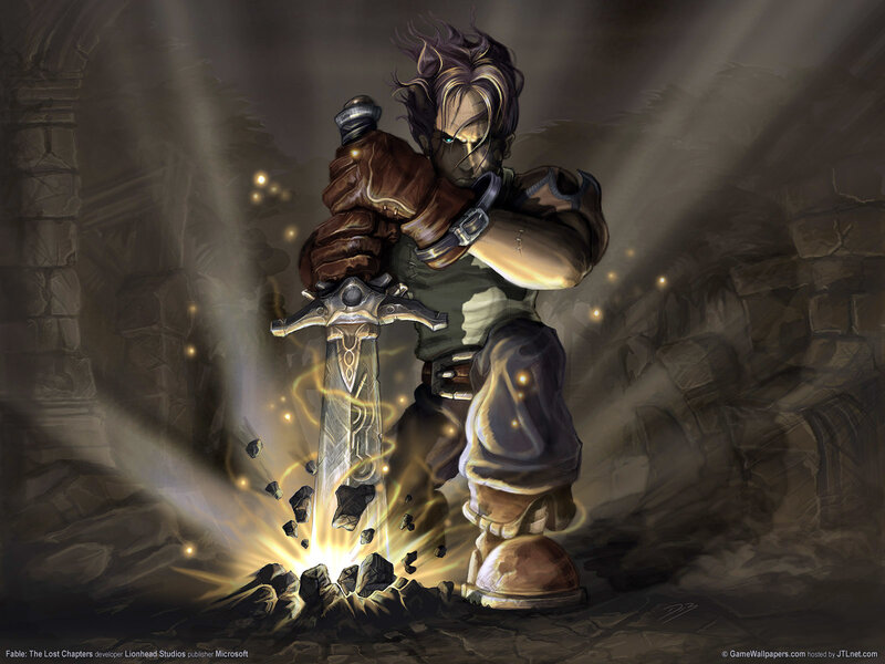 Warrior pulling sword from stone