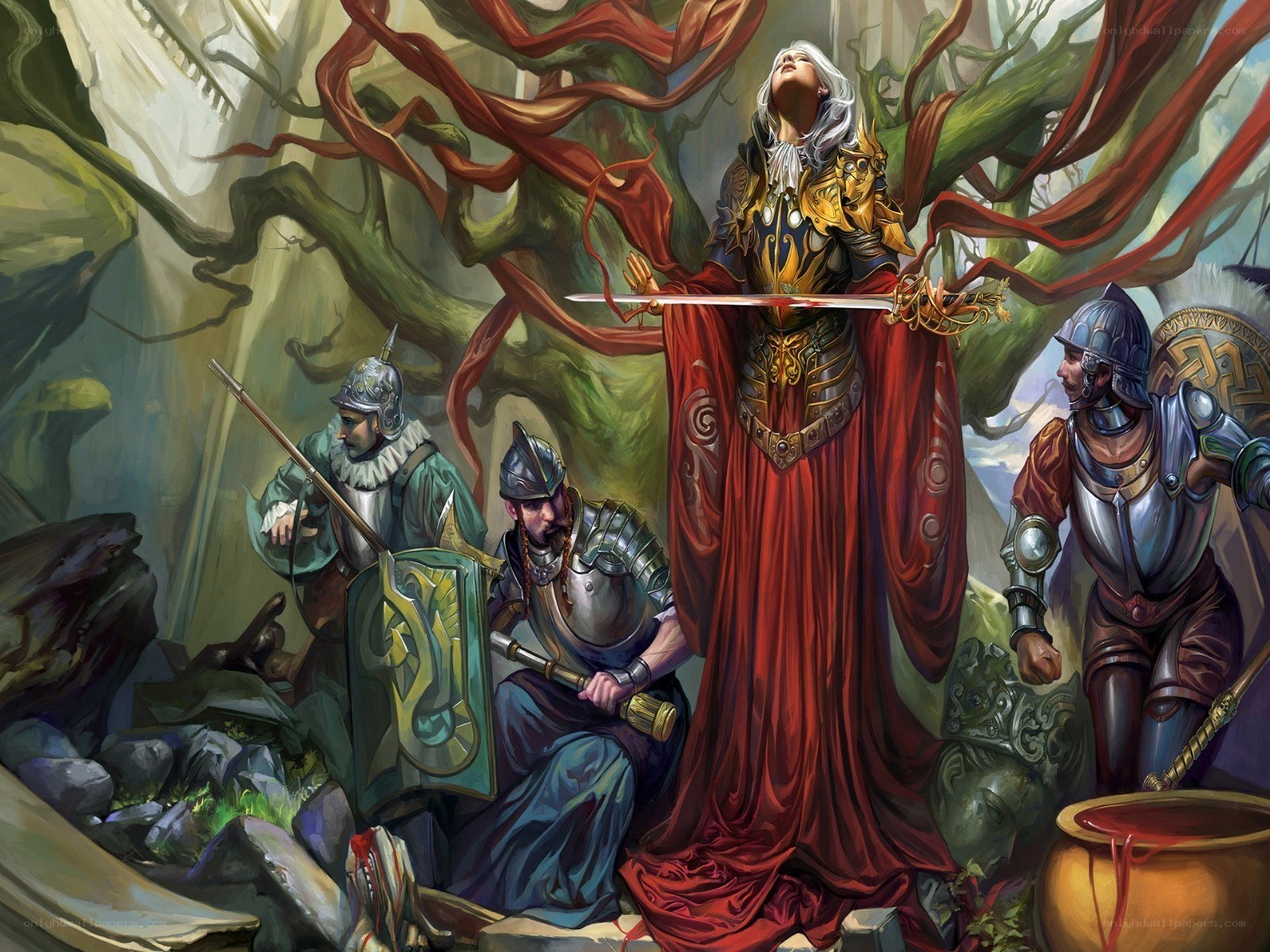 Warrior queen in a forest