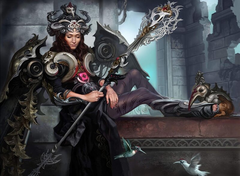 Warrior queen in ruined temple