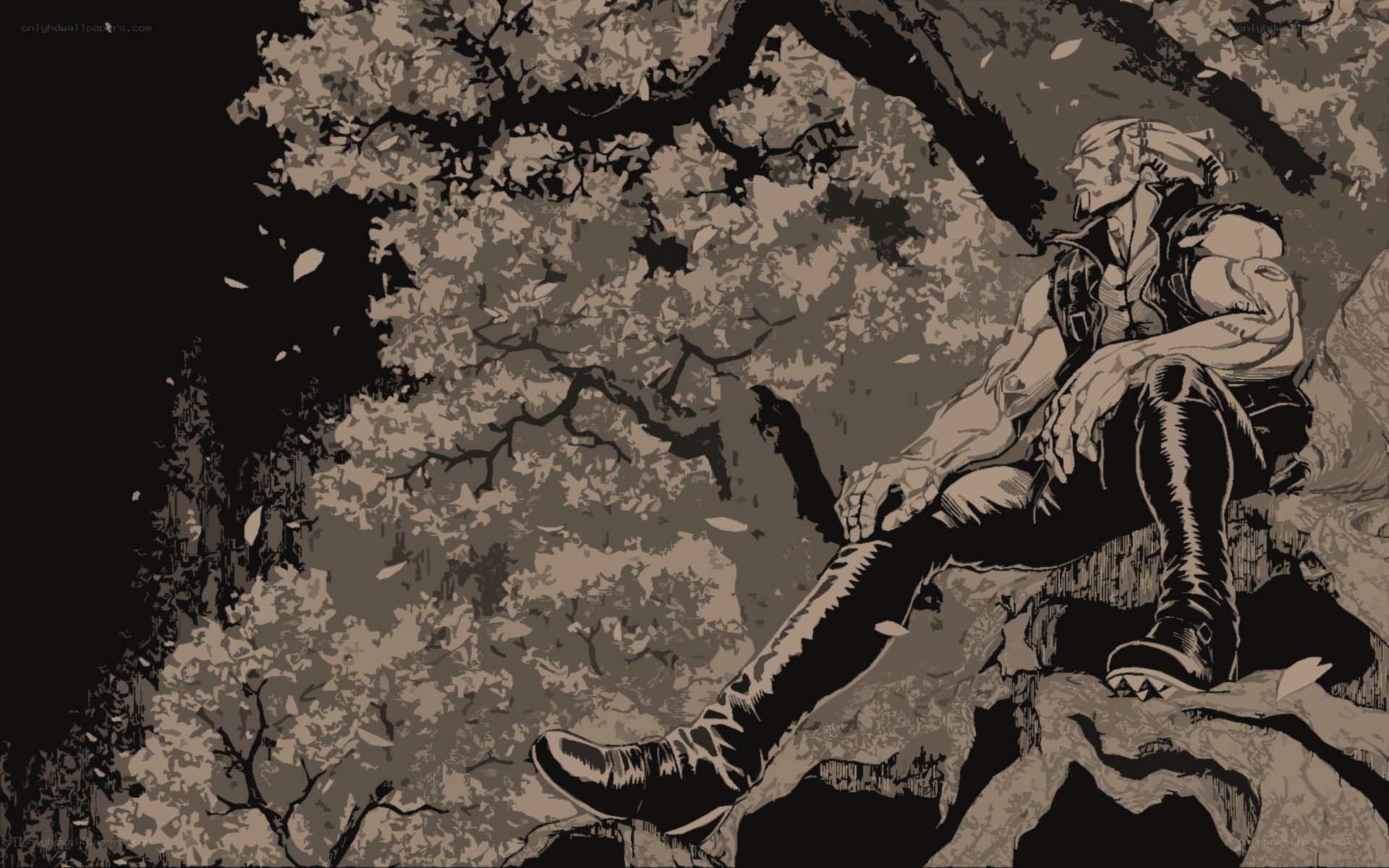 warrior resting under a tree