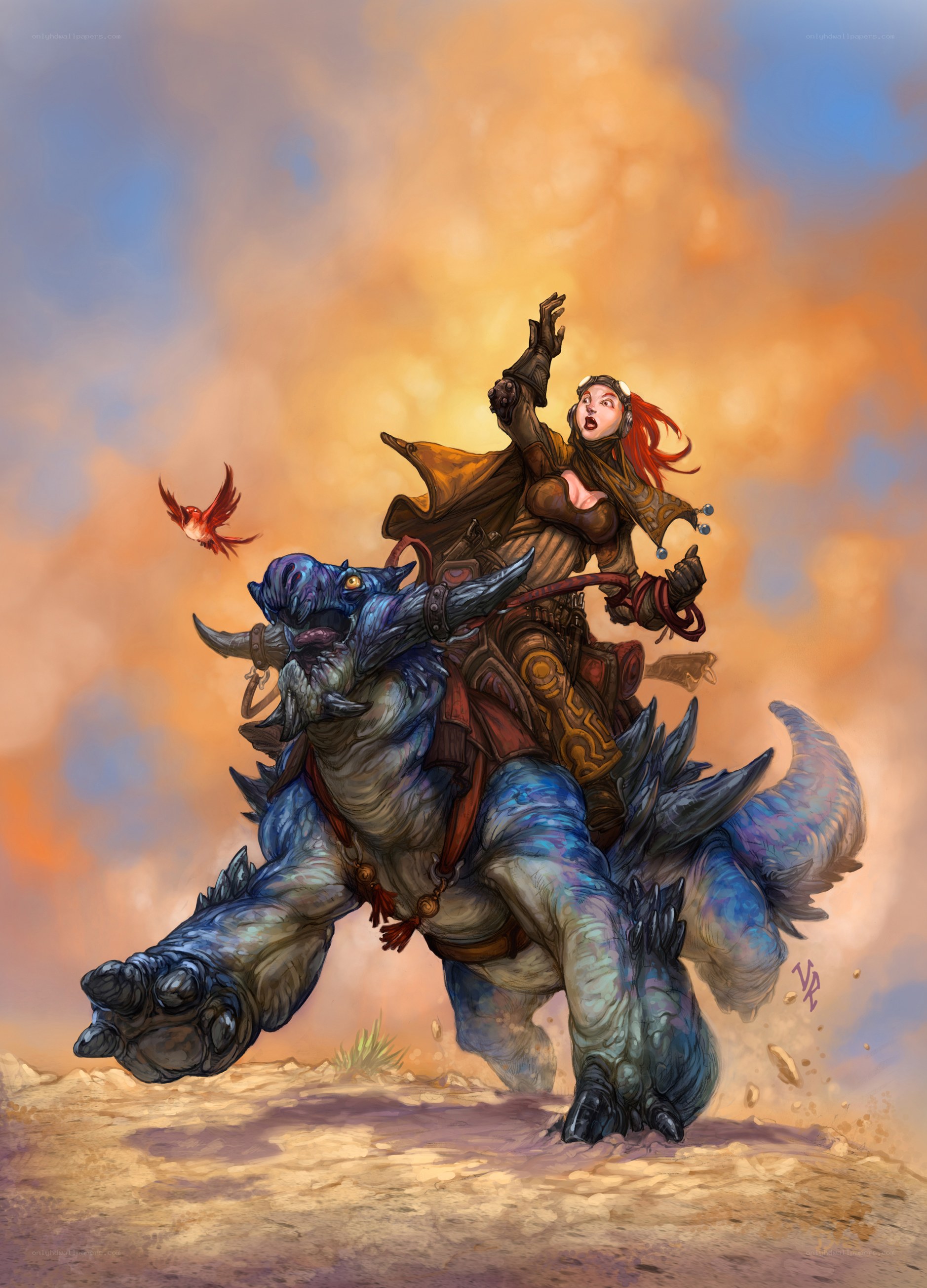 Warrior riding a beast