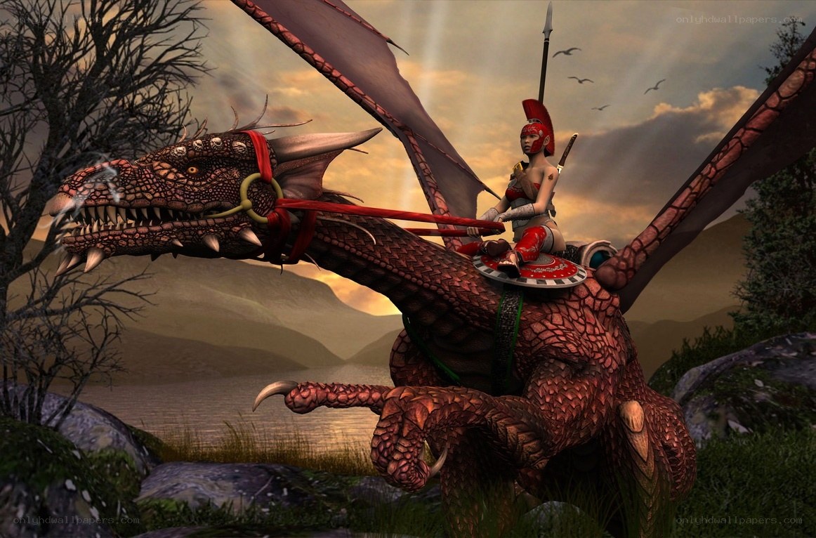 warrior riding a dragon