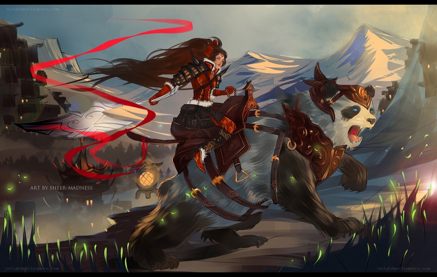 warrior riding a panda mount