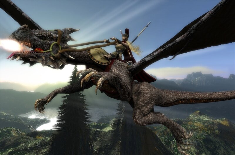 Warrior Riding Dragon — Gray