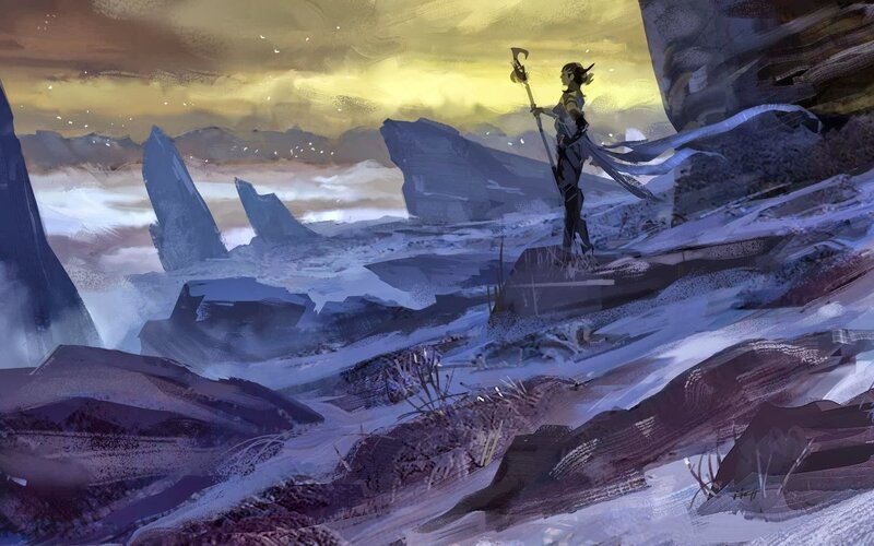 Warrior Standing on Cliff