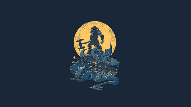 Warrior Standing on Defeated Monsters