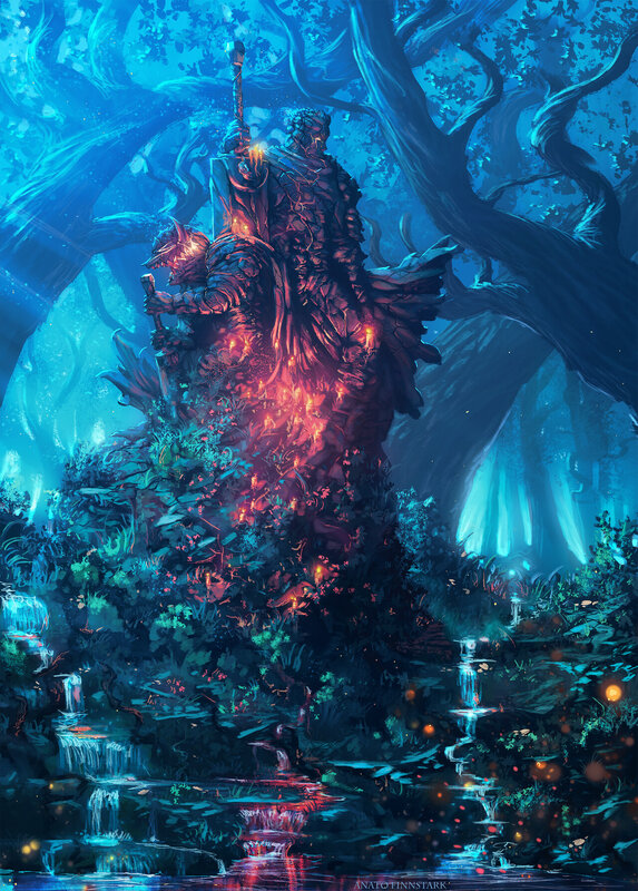 Warrior Statue in Forest