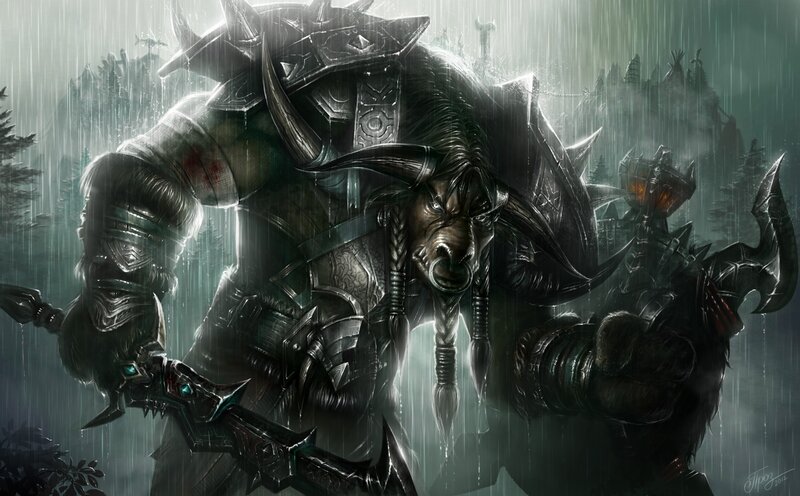 Warrior Tauren in Rain — Black