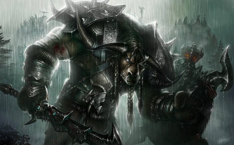 Warrior Tauren in Rain