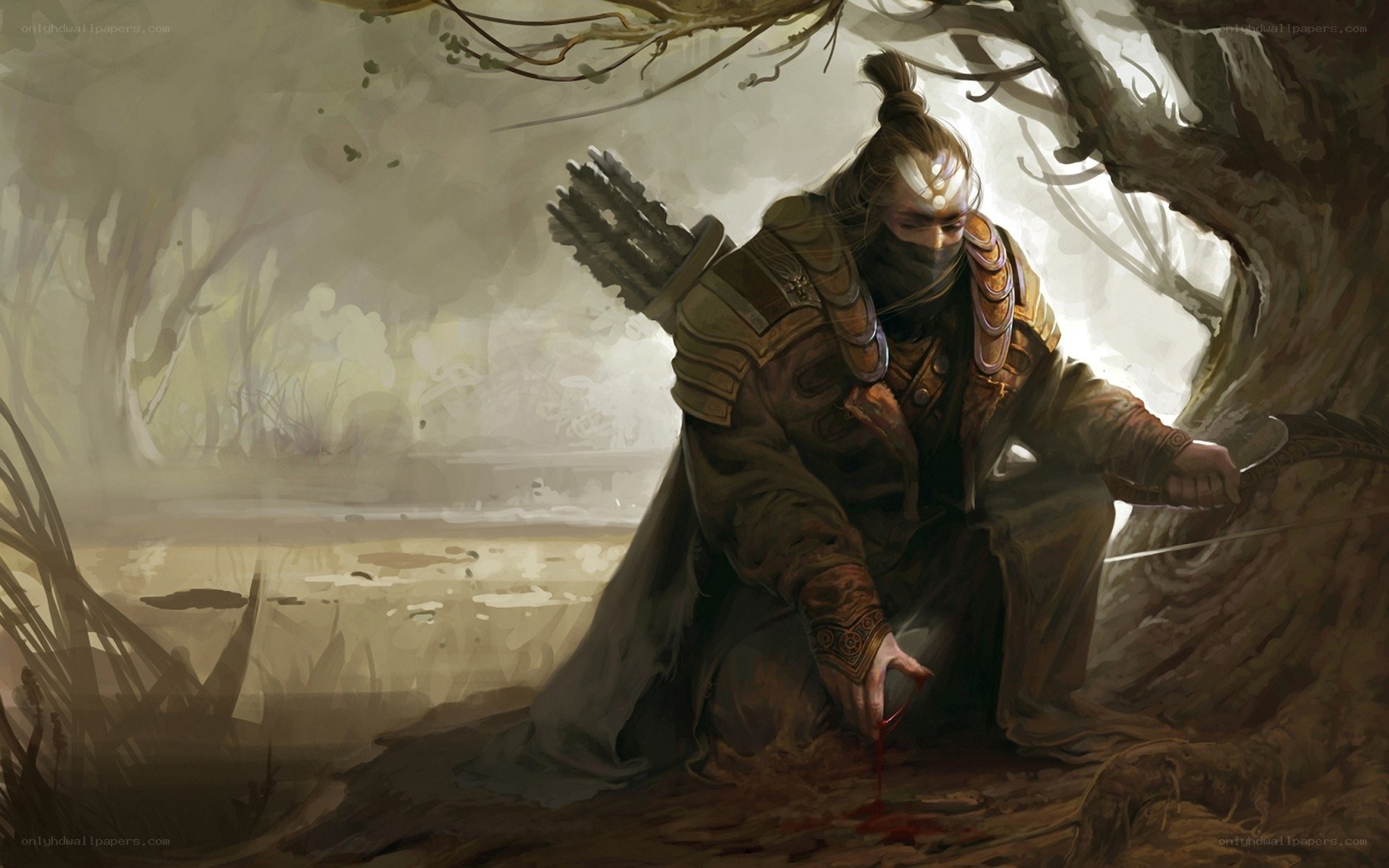 warrior tending to a wound