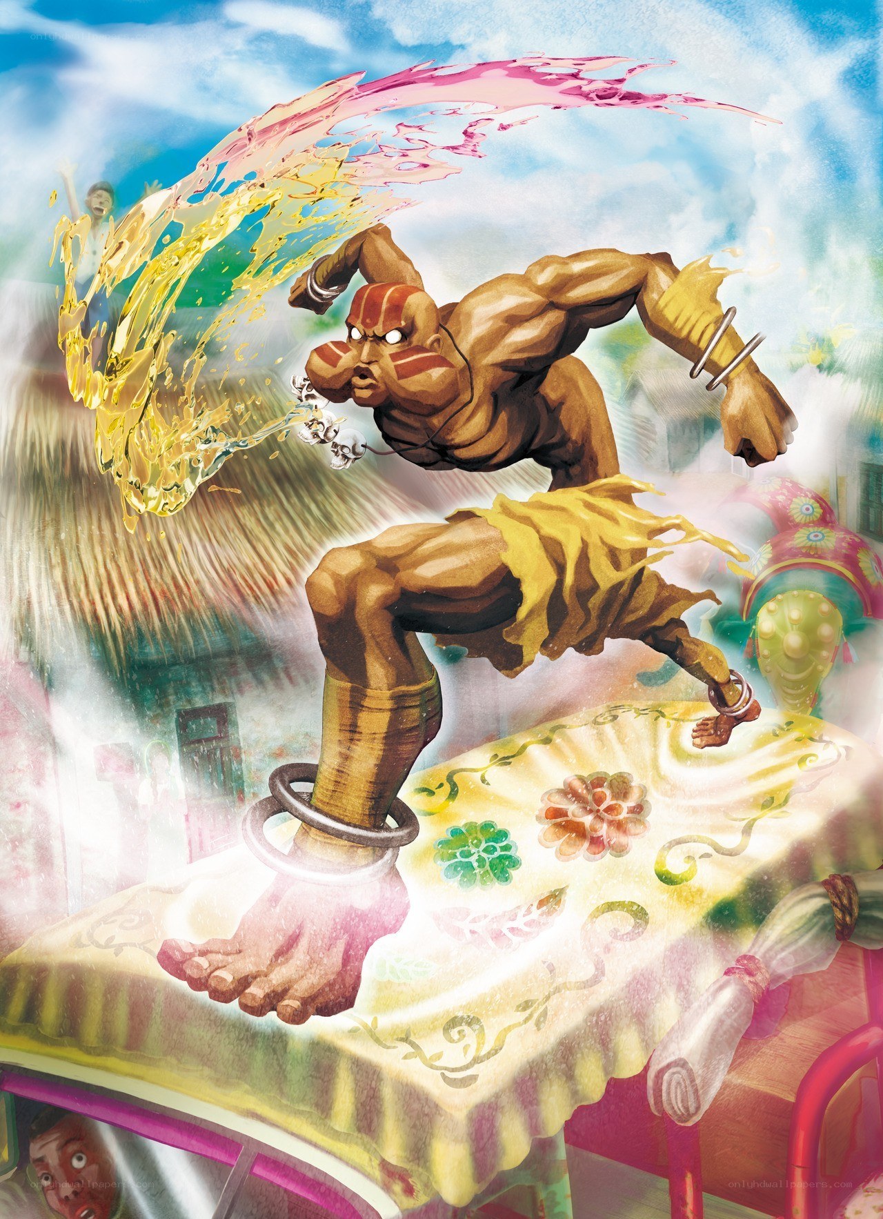 Warrior unleashing energy blast