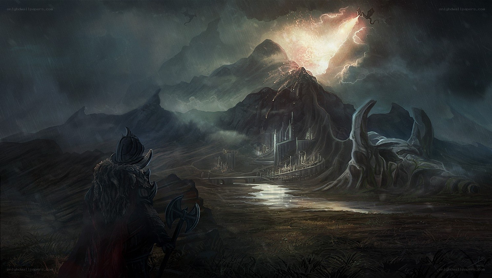 Warrior views dark fortress