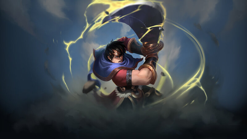 Warrior Wielding a Large Axe — Blue