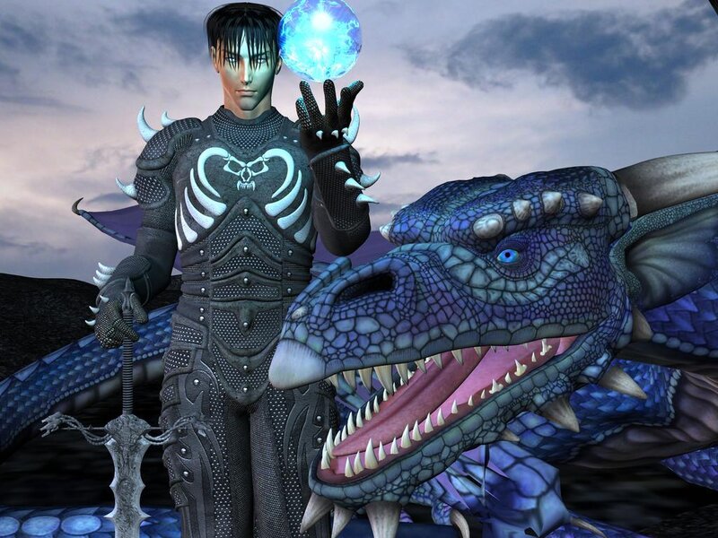 Warrior with a blue dragon