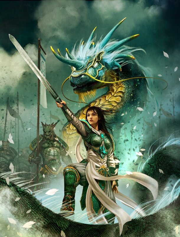 Warrior with a dragon