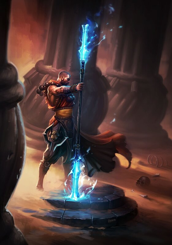 Warrior with a glowing staff