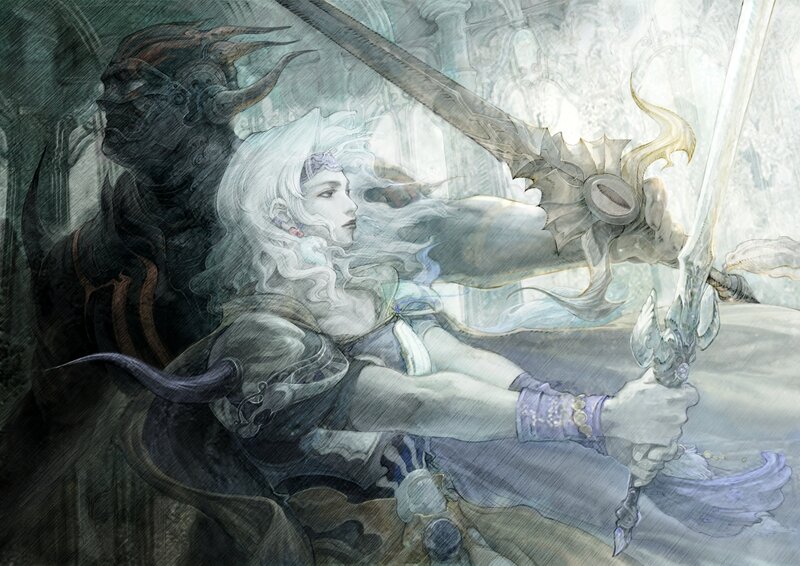 Warrior with a glowing sword