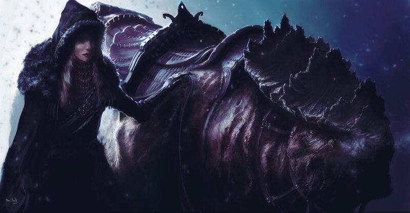 Warrior with a massive beast