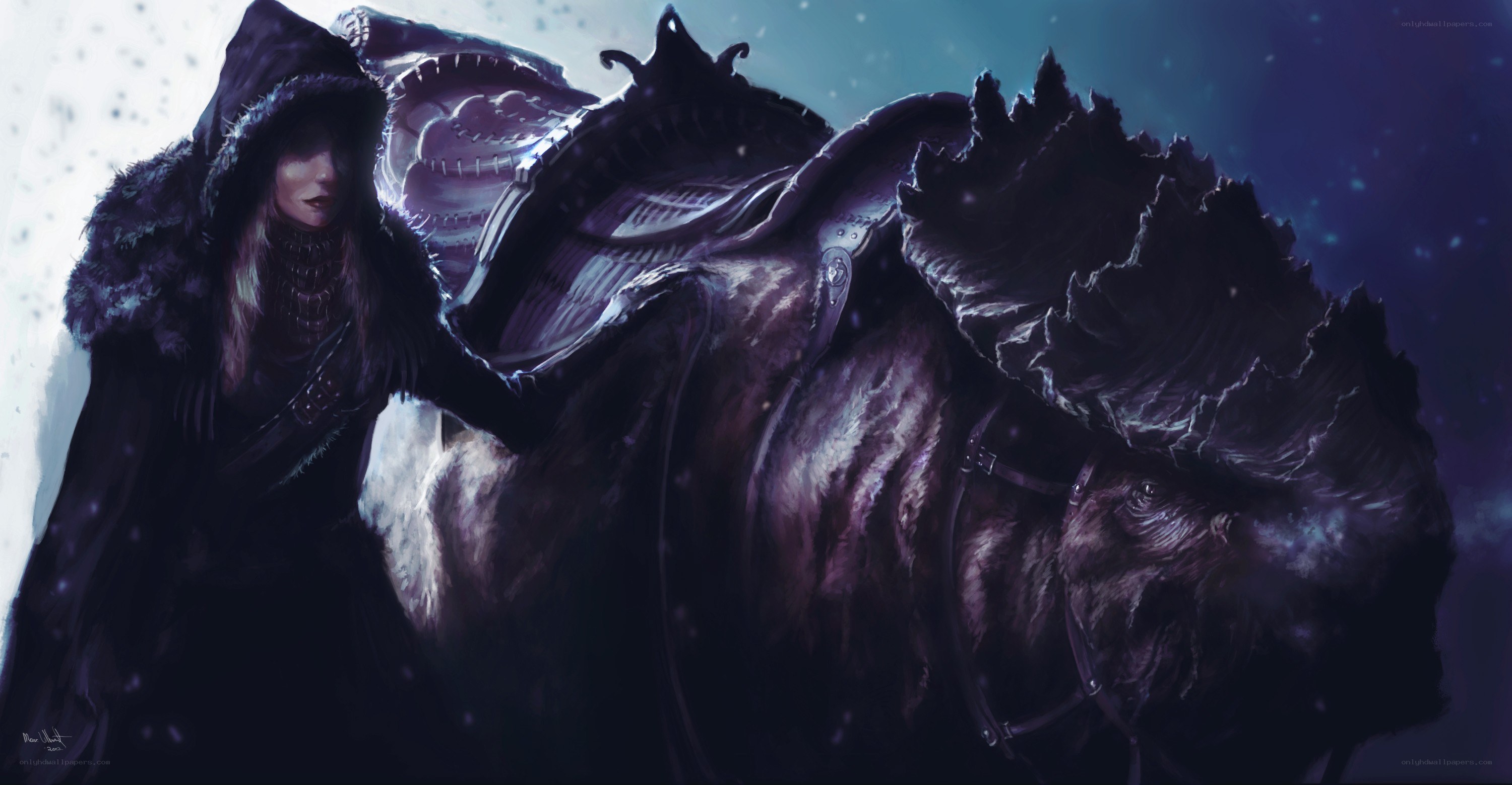 Warrior with a massive beast