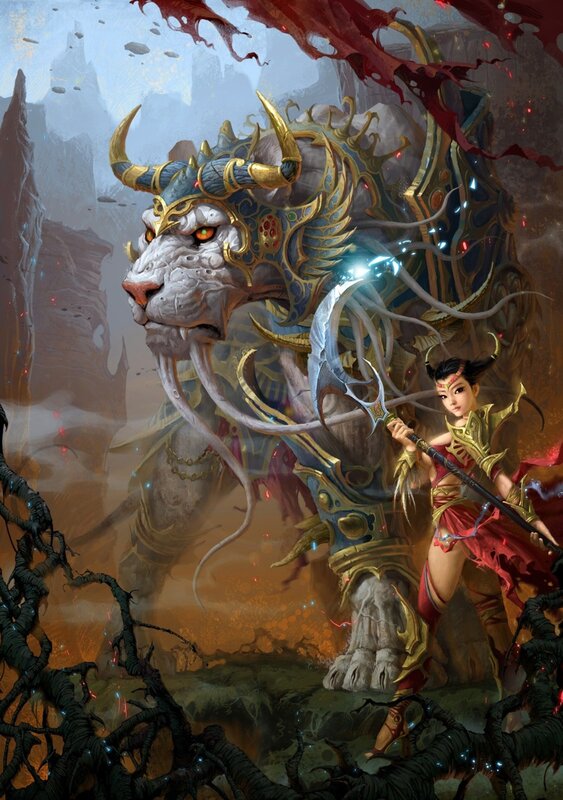 Warrior with a mythical beast