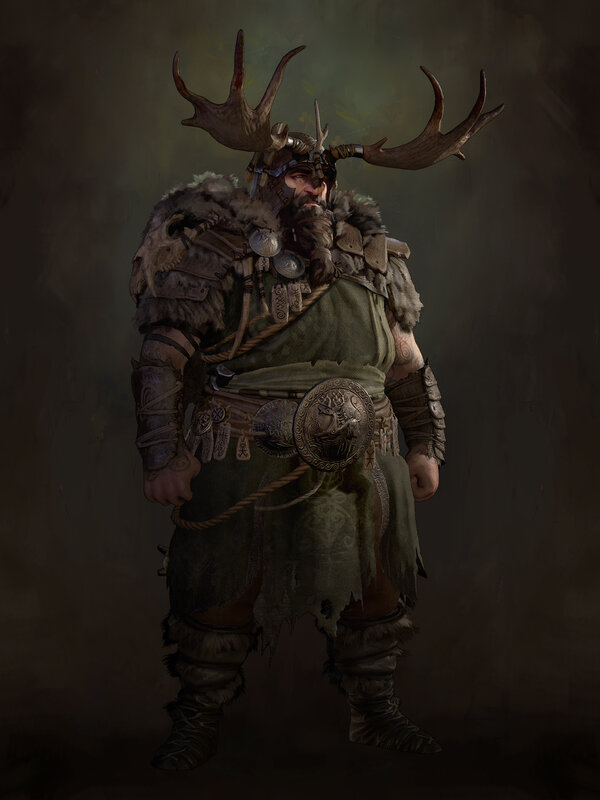 Warrior with Antler Helmet — Brown, Dramatic