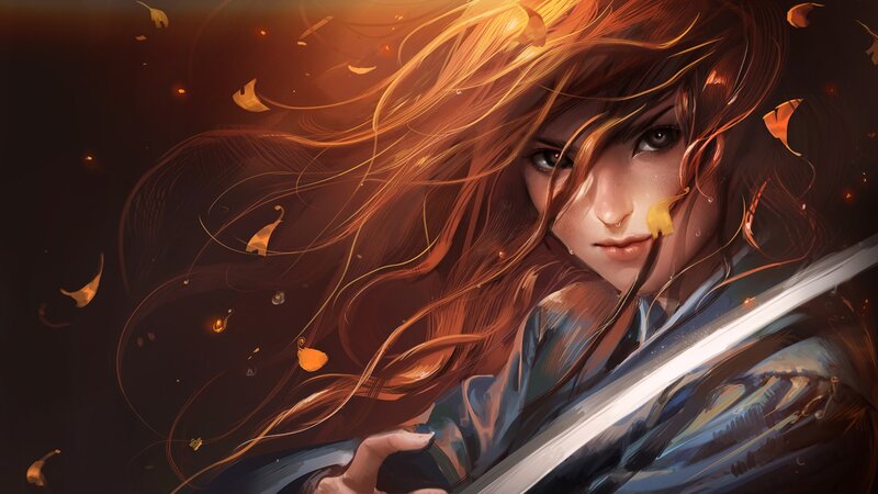 warrior with autumn leaves