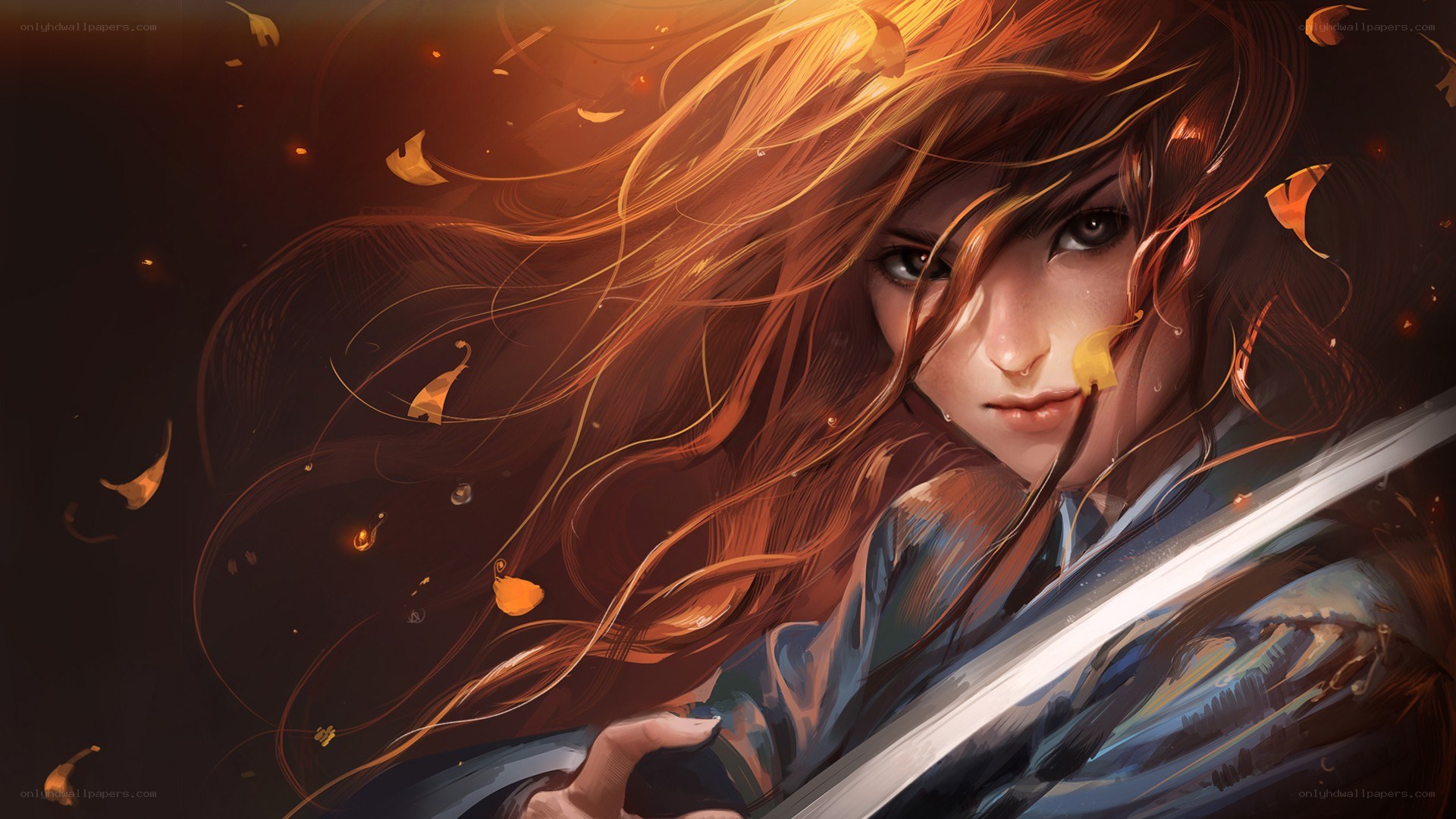 warrior with autumn leaves
