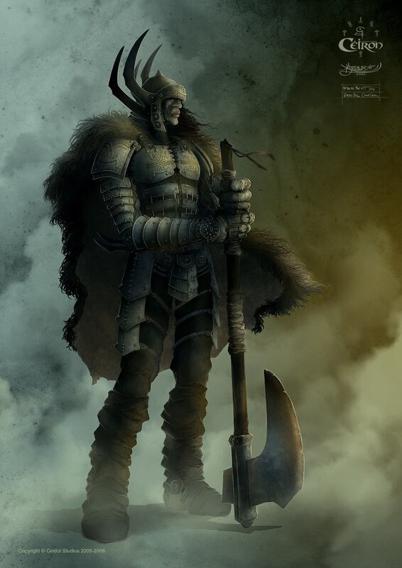 warrior with axe and armor
