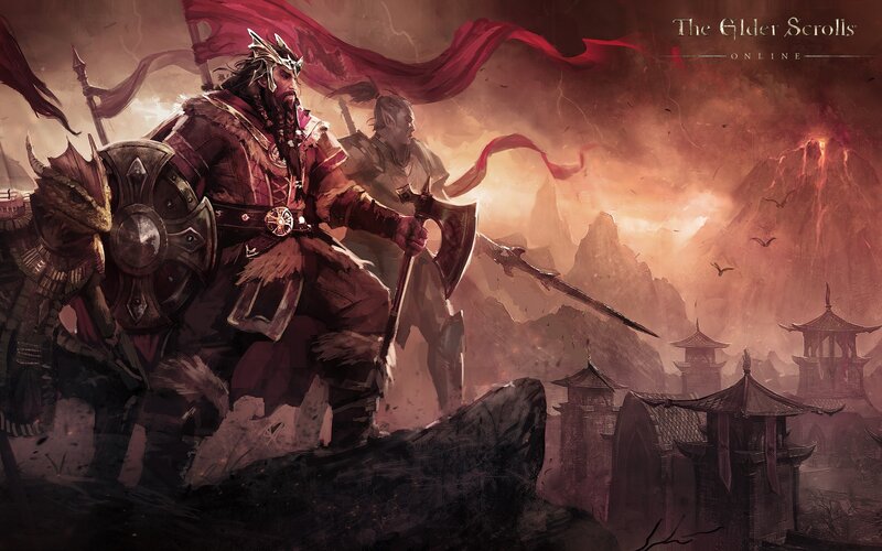 Warrior with Axe and Shield — Red, Dramatic