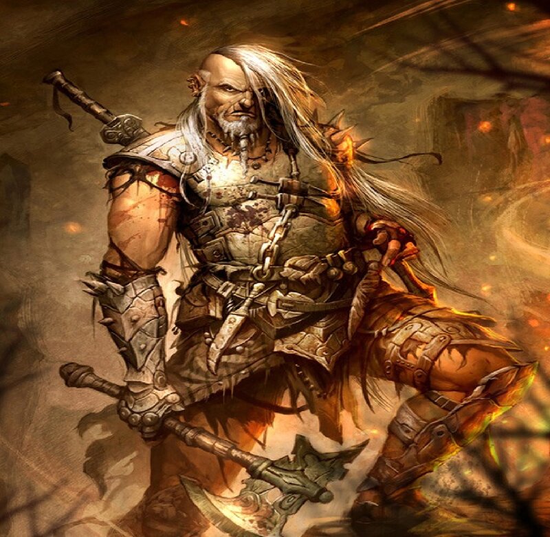Warrior with Axe and Sword — Brown