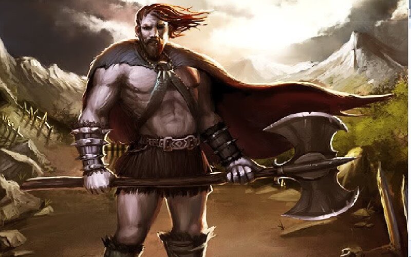 Warrior with Axe — Brown, Dramatic