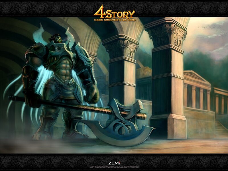 Warrior with axe in ancient hall