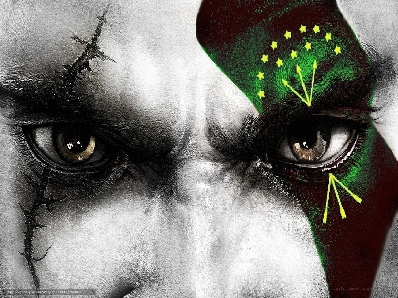 Warrior with barbed wire eyes