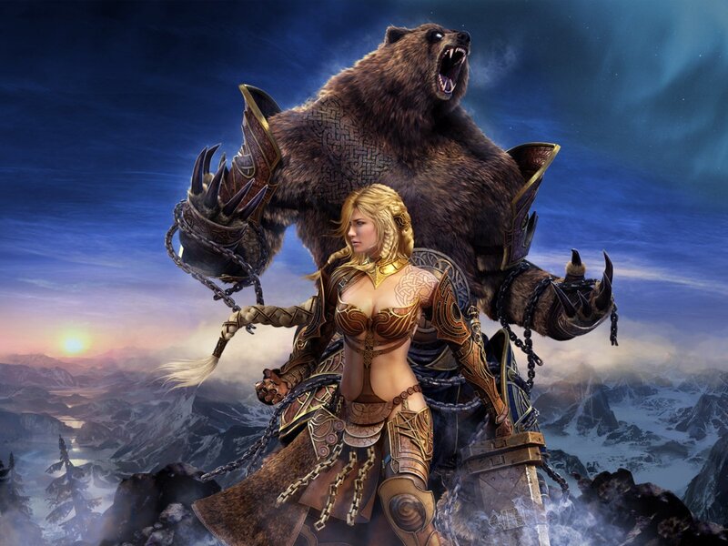 warrior with bear companion