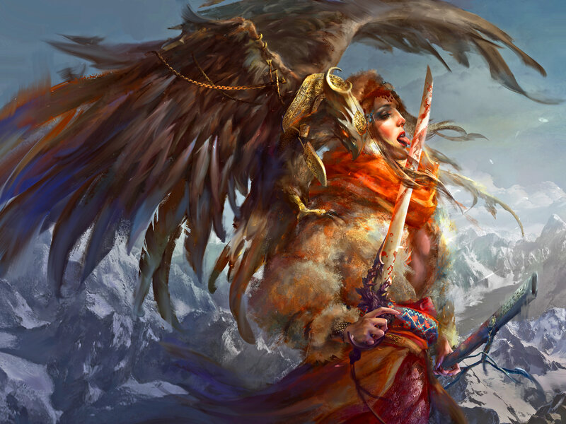Warrior with Bird Companion