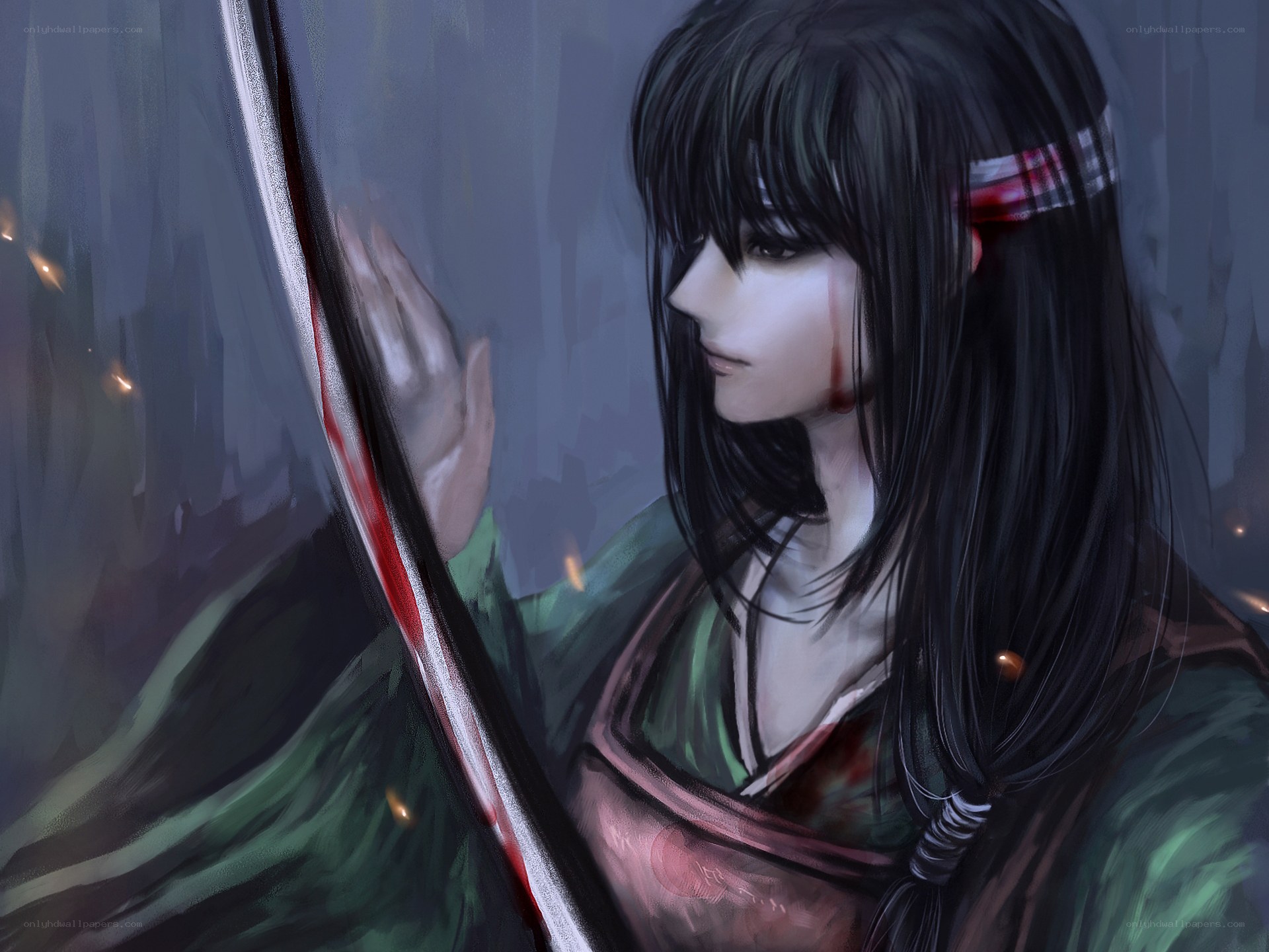 warrior with bloodied sword