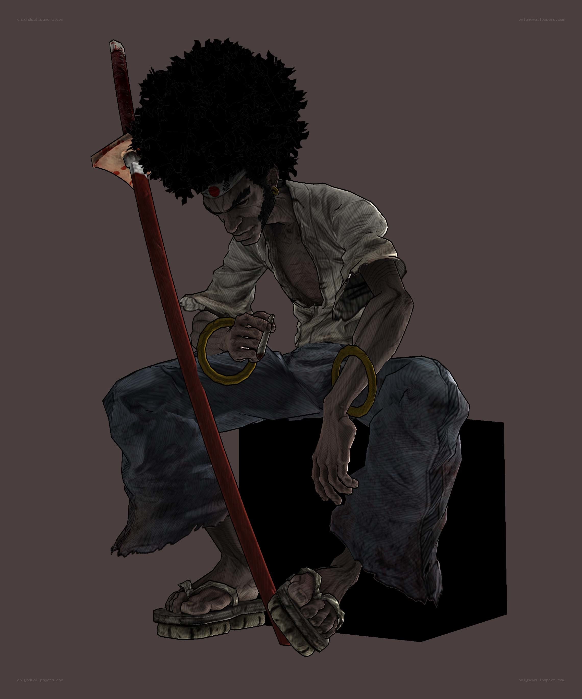 Warrior with bloodied weapon