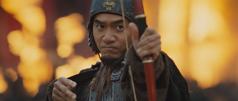 warrior with bow in fire